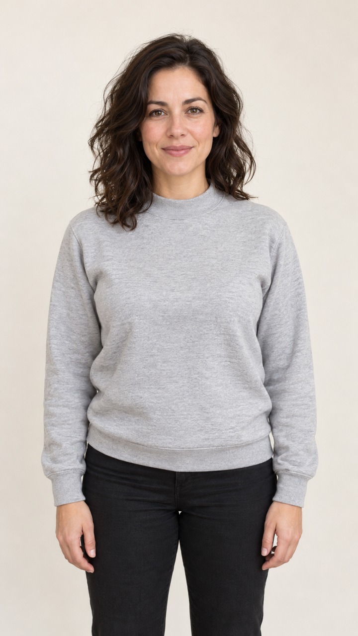 AI-generated fictional adult in everyday clothes, used as the source portrait